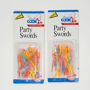 VALUE BUNDLE: 2 Packs Neon Cocktail Sword Picks APPETIZER Barware VINTAGE